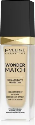 Zdjęcie produktu dla Eveline Wonder Match Skin Absolute Perfection podkład o przedłużonej trwałości z ujednolicającą i rozjaśniającą skórę formułą 05 Light Porcelain 30 ml