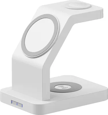 Produktbild von Magnetischer 3-in-1 Wireless Ladegerät Vertikaler Stand für iwatch Airpods Iphone13 Weiß