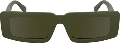 Produktbild von Stylische Damen-Sonnenbrille: Grün, Rechteckig, Bio-Rahmen, 52mm Glas