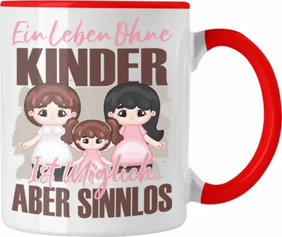 Produktbild von Trendation - Erzieherin Tasse Geschenk Spruch Kindergärtnerin Geschenkidee Ein Leben Ohne Kinder (Rot)