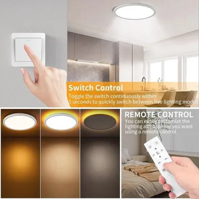 Productafbeelding van Dimbare Plafondlamp met Afstandsbediening - 24W LED Lamp voor Slaapkamer en Woonkamer