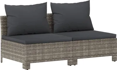 Zdjęcie produktu dla Sofa ogrodowa vidaXL, 2-osobowa, z poduszkami, szara, wykonana z rattanu syntetycznego