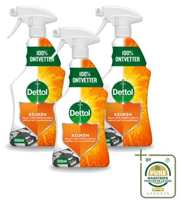 Produktbild von 3 x Dettol Power & Fresh Allesreiniger Spray Küche - 500 ml - Vorratspackung - 3 Stücke