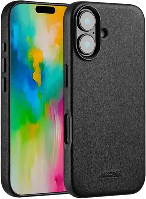 Produktbild von Accezz MagSafe Leather Backcover iPhone 16 - Onyx Black