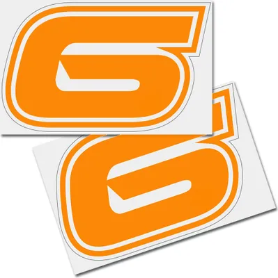Produktbild von Startnummer Aufkleber 2er Set, Schrift Brünn, # 6, orange