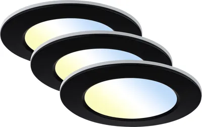 Productafbeelding van Di-Ka LED inbouwspot Fungo RGBW, 3-delige set, zwart, Ø 9,2 cm, 4,8 W, dimbaar