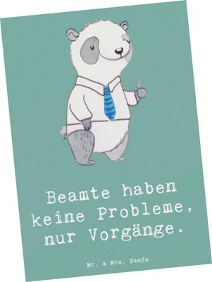 Produktbild von Mr. & Mrs. Panda Postkarte Beamter ohne Probleme - Meeresbrise - Geschenk, Geschenke mit Herz, Beruf, Berufsalltag, Ansichtskarte, niedliche Designs, Fotokarte, kreative