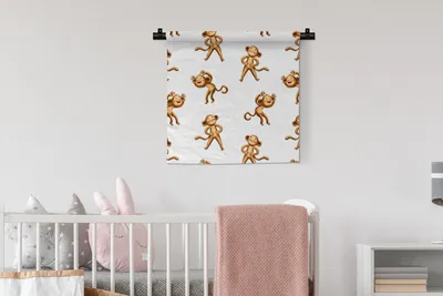 Produktbild von MuchoWow® Wandteppich Wandbehang Dschungel - Design - Affe - Kinder 60x60 cm Tapisserie Dekoration Wandtuch - Dekorationen - Wand Decke