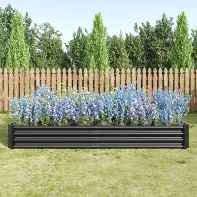 Produktbild von Hochbeet Metall Pflanzkasten Rechteckig aus verzinktem Stahlblech Frostsicher & Wetterfest Anthrazit 232 x 114 x 30 cm Pflanzenbeet für Gemüse & Kräuter
