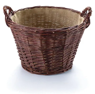 Produktbild von Wiklinowy Świat - Weidenkorb Ø40cm - Kaminholzkorb, Kartoffelkorb, Obstkorb, Füllkorb Kiepe Gartenkorb, Henkelkorb Weidengeflecht für Einkauf, in Naturfarbe Geräumig - Jute geklebt 15 l