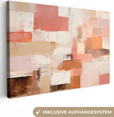 Produktbild von MuchoWow® - Leinwandbilder - Kunst - Rosa - Abstrakt, Wandbild, Wanddeko Bilder Wohnzimmer, 90x60 cm