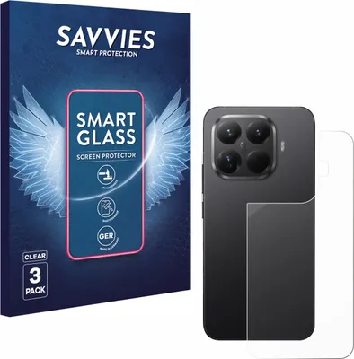 Produktbild von 3x Savvies Schutzglas Folie für Xiaomi 15T Pro (Rückseite) 9H Panzer Schutzfolie Glas Displayschutz klar transparent