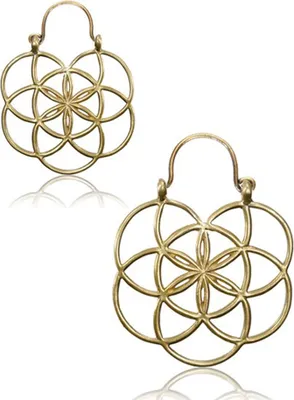 Produktbild von viva-adorno 1 Paar Damen Creolen Ohrringe Messing gold Blumen Vintage Antik Style Ethno orientalisch ER4.D6