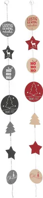Image de Guirlande de Noël en feutre Lot de 2 - 145 cm - guirlande textile décorative en rouge et anthracite - Décoration de fenêtre de Noël Décoration murale Mobile à suspendre