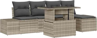 Immagine prodotto di Set di divani da giardino vidaXL, 6 pezzi, color grigio chiaro, in rattan sintetico
