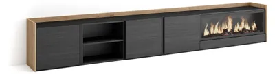 Produktbild von TV-Möbel Holzeffekt schwarz eiche 315x35x50cm Kamin mit Feuereffekt