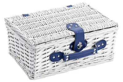 Produktbild von Picknickkorb Weide blau/weiß 16-teilig 2 Personen