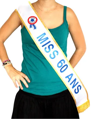 Produktbild von Schärpe Miss 60. Geburtstag für Erwachsene weiß-gold-blau - Einheitsgröße