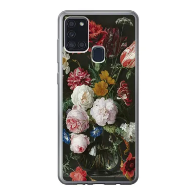 Produktbild von MuchoWow® Handyhülle Schutzhülle Hülle für Samsung Galaxy A21s Stilleben mit Blumen in einer Glasvase - Gemälde von Jan Davidsz. de Heem Silikon Softcase Handy Hülle - Hartschale