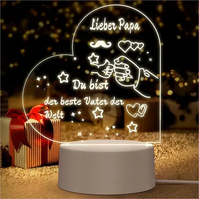 Obrázek produktu pro LED noční světlo srdce 3D dárek pro tátu akryl na USB