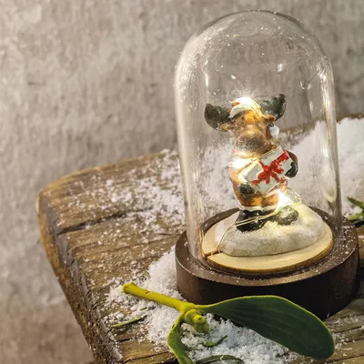 Produktbild von LED-Deko-Glocke "sitzendes Rentier"