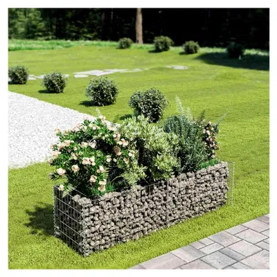 Produktbild von Gabionen-Hochbeet Drahtkorb Pflanzkorb Steinkorb Blumenkasten Pflanzkübel, 180 x 50 x 50 cm (L x B x H), hohe Belastbarkeit, verzinkter Stahl silbern