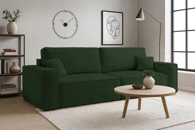 Image de VENASI HUGO Canapé rembourré avec fonction couchage et coffre de rangement Canapé Canapé en velours Canapé-lit Canapé-lit vert