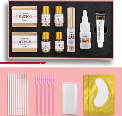 Produktbild von Wimpernlifting Set Wimpernlaminierung Lash Lift Kit mit Augenbrauenfarbe 33 Tlg, Farbton:Schwarz (Black)