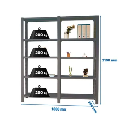 Produktbild von Simonrack Schwerlastregal OFFICCLICK 5 8425437108853 anthrazit 180,0 x 30,0 x 210,0 cm