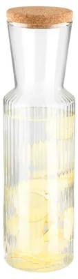 Glaskaraffe Lines mit Korkdeckel, 0,9 l, 27 cm
