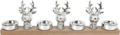 Produktbild von TrendLine Deko Adventskerzenhalter Keramik 39 x 5 x 10,5 cm silber
