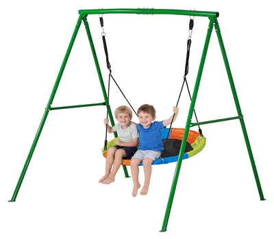 Produktbild von VEVOR Schaukeln für den Garten, 200 kg Tragfähigkeit Schaukelsystem, 40" Teller-Schaukel mit robustem A-Rahmen aus Metall und verstellbarem Seil, einfach zu montieren, Außenschaukel für Kinder, Einzelplatz-a, Schaukel-Scheibe