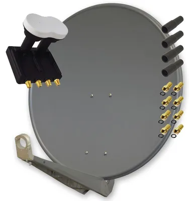 Produktbild von PremiumX Deluxe 85 Alu SAT Antenne in Anthrazit mit Quad Monoblock LNB 3° für 4 Teilnehmer