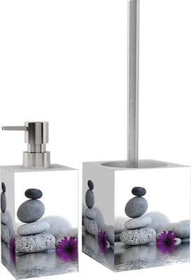 Obrázok produktu pre 2-dielna kúpeľňová súprava dávkovača mydla a WC kefy - Energy Stones
