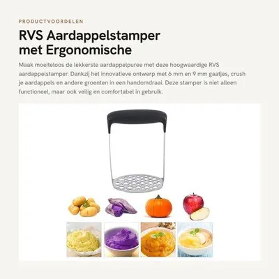 Produktbild von Ergonomische Aardappelstamper mit Kunststoffgriff - Ideal für den täglichen Gebrauch