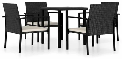 Obrázok produktu pre vidaXL 5-dielny záhradný jedálenský set Poly Rattan Black