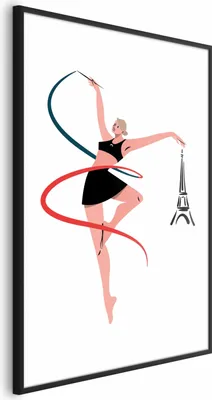 Produktbild von Posterpapier Poster - Illustration of a Woman with a Ribbon - Artistic Gymnastics 21x30 cm Abstrakt i-B-10051-ao-a