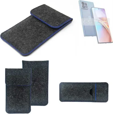 Produktbild von K-S-Trade Handy-Hülle Schutz-Hülle kompatibel mit Motorola Edge 40 Pro Filztasche Pouch Tasche Case Sleeve Filzhülle dunkelgrau, blauer Rand