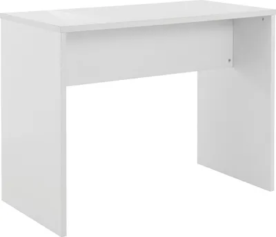 A white desk against a white background.