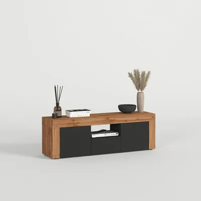 Produktbild von Modernes TV-Lowboard mit Türen und Schublade Nyrka - Anthrazit