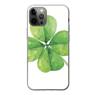 Produktbild von MuchoWow® Handyhülle Schutzhülle Hülle für iPhone 12 Pro Vierblättriger Klee - Aquarell - Pflanze Silikon Softcase Handy Hülle - Abdeckung