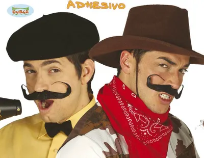 Immagine prodotto di Bandito moschettieri baffi costume carnevale capelli facciali cowboy accessorio nero barba fantasia, colore: nero