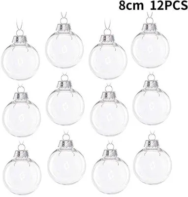 Immagine prodotto di Set di decorazioni per l'albero di Natale in plastica trasparente, 12-8 cm