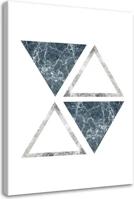 Produktbild von Leinwandbild abstrakte marmor-dreiecke 60x90 cm Feeby grau wandbild bereit zum aufhängen