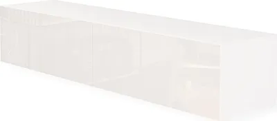 Produktbild von Wohnwand Weiß Full Hochglanz TV Lowboard 180 cm Hängeschrank TV Board Hängend Schrank Fernsehschrank TV Bank Wohnzimmer Möbel Modern Wandschrank