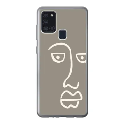Produktbild von MuchoWow® Handyhülle Schutzhülle Hülle für Samsung Galaxy A21s Gesicht - Abstrakt - Strichzeichnung Silikon Softcase Handy Hülle - Hartschale