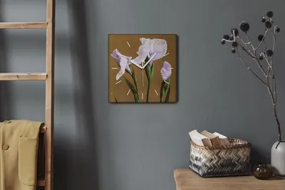 Produktbild von Coloray Hodiny Unikátní 30x30 cm  Tiché hodiny Pro obývací pokoj a kuchyň Nástěnné hodiny Plátno Bílé ručičky hodin - Sázet květiny