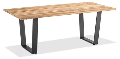 Produktbild von Gartentisch Noha 200x95 Tischplatte Teakholz Trapezkufe Aluminium Anthrazit