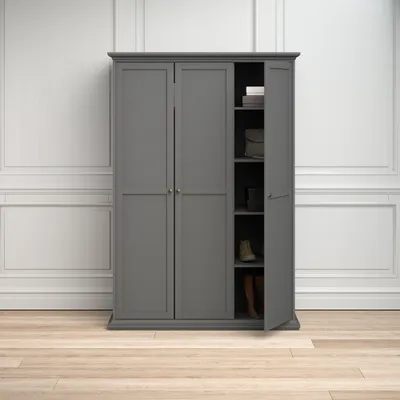 Produktbild von 3-türiger Kleiderschrank - Schlafzimmer Grau 60,5x138,8 cm