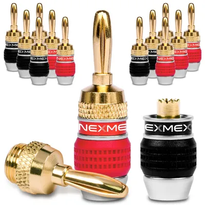Produktbild von NEXMEX Bananenstecker 14 Stück High End Stecker 24K vergoldet für Kabel bis 6mm²